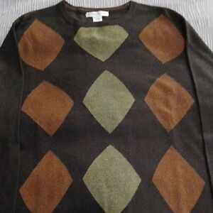 Geoffrey Beene Black, Brown, and Green Argyle Sweater